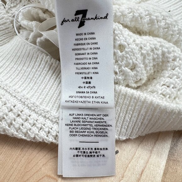 7 For All Mankind Crochet Ruffle Sleeveless Open Knit Top Ecru XS - Picture 9 of 12